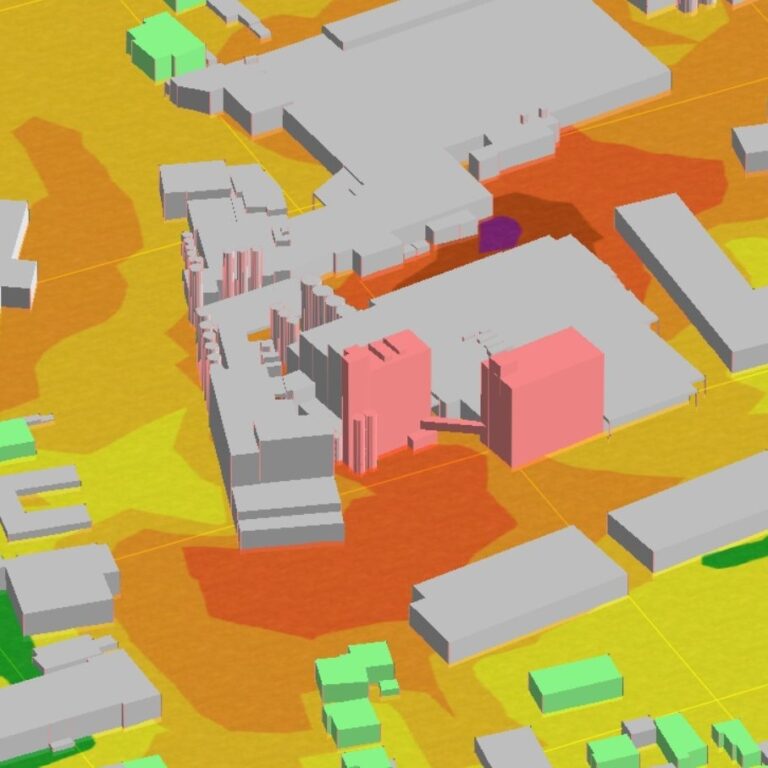 Acustica Analisi di propagazione del rumore in 3D di complesso industriale a carico di ricettori abitativi civili